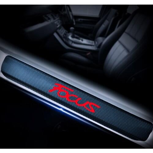 4D Carbon Fiber Vinyl Sticker Door Sill Protector For Ford FOCUS Car Door Sill Welcome Pedal Stickers Auto Car Accessories 4Pcs