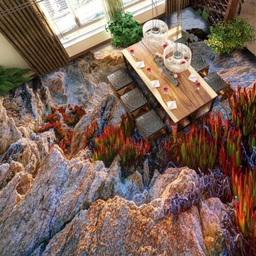 Free Shipping HD stone 3d living room bathroom floor self-adhesive waterproof bedroom kitchen square office flooring mural