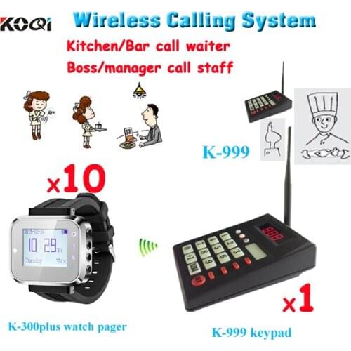 Wireless Ordering System 1 Keyboard 10 Wrist Watch Restaurant Equipment Sale Vibrating Wrist Watch