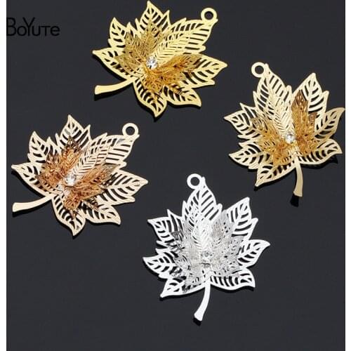 BoYuTe (10 Pieces/Lot) 45*35MM Metal Brass Maple Leaf Necklace Pendant Diy Handmade Jewelry Accessories Wholesale