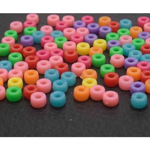 200Pcs Plastic Cylinder Charms Beads DIY Accessories Necklace Bracelet Large Hole Spacer Loose Beads For Jewelry Making Supplies