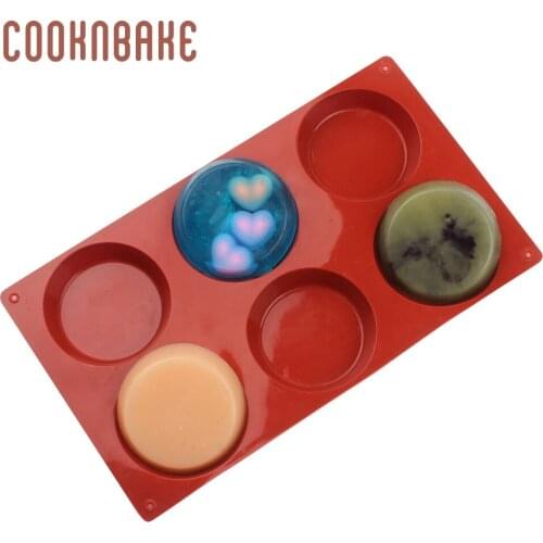 COOKNBAKE Round soap mould Silicone mold for Cake muffin 6 cavity Jelly Pudding Pastry bakeware disc handmade soap resin tool