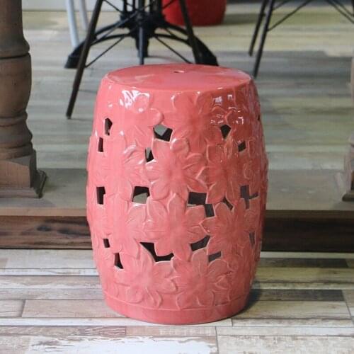Jingdezhen Beautiful Flowers Hollow Out pink and white Ceramic porcelain stool