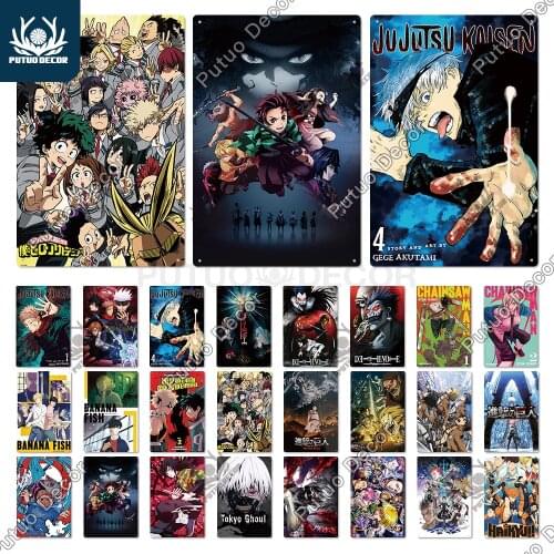 Putuo Decor Anime Metal Sign Plaque Metal Vintage Movie Metal Poster Art Painting for Man Cave Bedroom Cinema Wall Home Decor