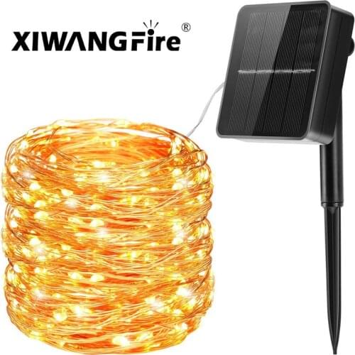 100led Solar Copper Wire Remote Control String Light Outdoor Waterproof Garden Lawn Decoration Copper Wire Lantern String Torch