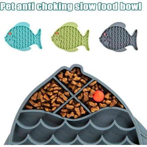 Dog Cat Slow Feeder Mat Pet Slowing Eating Trainer Fish-shaped Anti-Slip Licking Food Dispenser Pet Supplies
