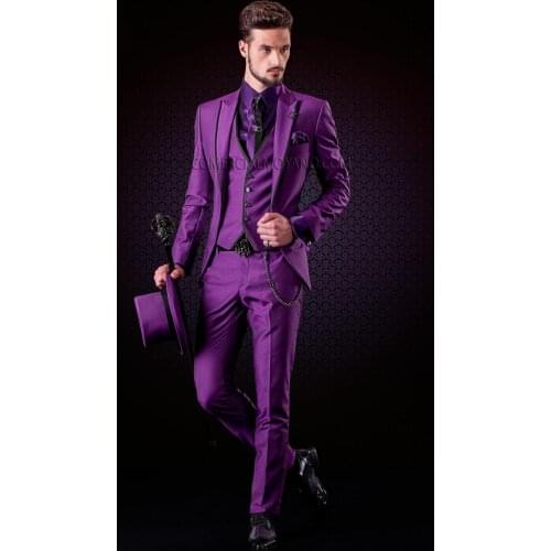 Handsome Groomsmen Peak Lapel Groom Tuxedos Mens Wedding Dress Man Jacket Blazer Prom Dinner (Jacket+Pants+Tie+Vest) A528