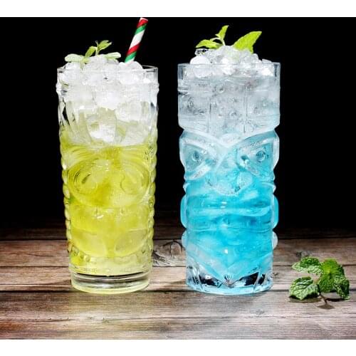 Halloween Creative Shaman Totem Face TIKI Bar Glass 420ml Wine Cocktail Glasses Whiskey Cup Beer Cup Juice Cup Thicken