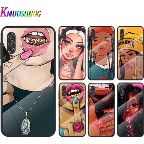 Cool African Black Girl For Samsung Note 20 10 9 8 Ultra Lite Plus 5G A70 A50 A40 A30 A20 A10 Tempered Glass Phone Case