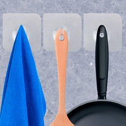 5pcs Wall Hooks For Kitchen Bathroom Hanging Stuff Transparent Strong Self Adhesive Hanger Key Holder Storage Hangers