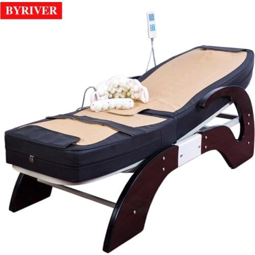 BYRIVER Factory Wholesale Jade Massage Bed Korea Popular Electric Far Infrared Ray FIR Therapy Full Body Massager 7+4 Roller