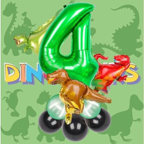 Mini Dinosaur Jungle Theme Balloons 32inch Number Birthday Party Decorations Baby Shower Christmas Globos Kids Toys For Home
