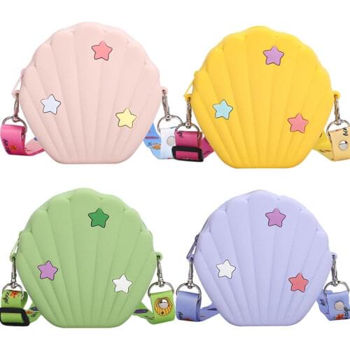 Silica Gel Mini Children Shell Crossbody Bags Kids Shoulder Bags Fashion Handbags Coin Purses for Baby Girls Cute Messenger Bags