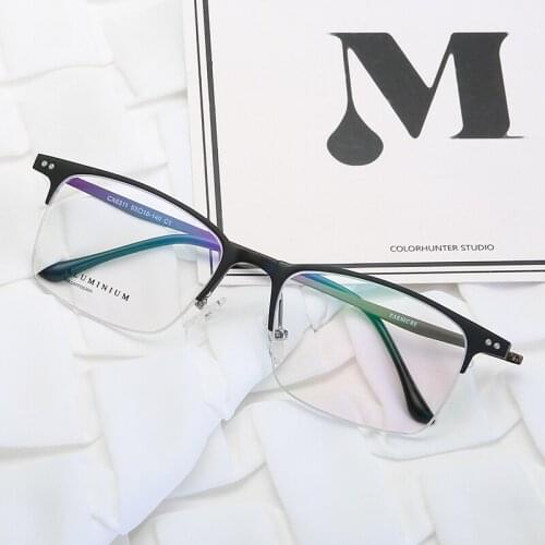 Logorela X6311 Optical Eyeglasses Frame for Men or Women Eyewear Prescription Glasses aluminum Frame Spectacles Square Half-rim