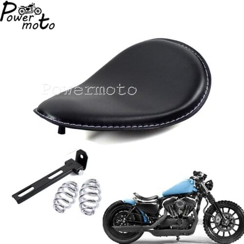 Black Motorcycle Solo Driver Seat Cushion Cover for Harley Sportster XL 883 1200 Honda Yamaha Kawasaki Suzuki Bobber Chopper