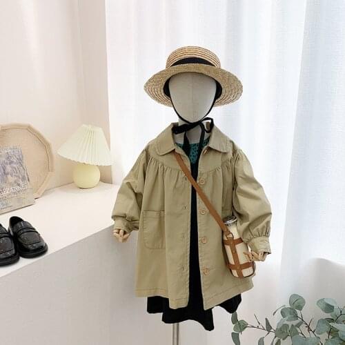 Spring New Girls Coat Childrens Dress Baby Girl Foreign Style Long Windbreaker Spring And Autumn Top