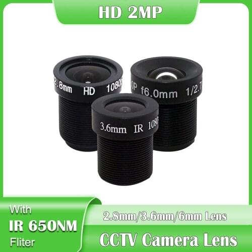 HD 1080P 2.8/3.6/6mm CCTV Camera Lens M12 Mount 2MP Aperture 1/2.5" Image Format for AHD IP Security Cameras