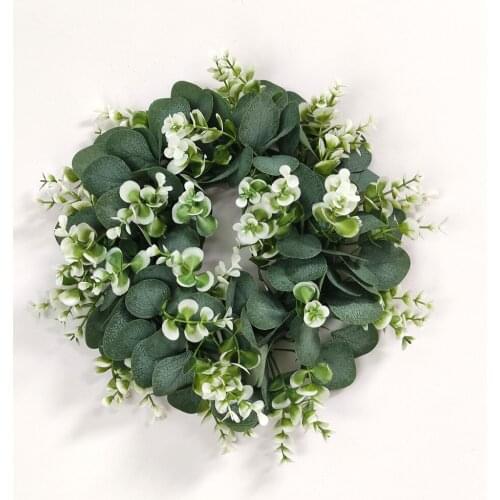 Hot Artificial Sunflower Wreath Summer Wreath Flower Wreath with Yellow Sunflower and Green Leaves for Front Door Decoration