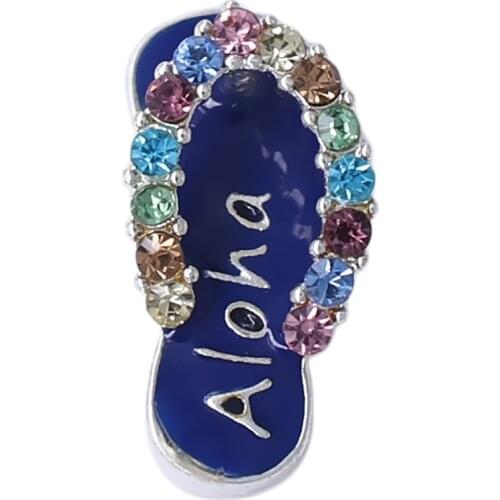 Alloy Silver Plated Jewelry Making Rainbow Colorful Crystal Rhinestone Blue Enamel Flip Flop Slippers Charm Summer Beach Jewelry