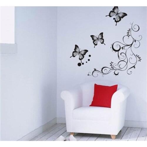 Modern Wall Stickers Living Room Bedroom Decor Glass Window Wardrobe Black Wall Decals Self Adhesive Waterproof Mural