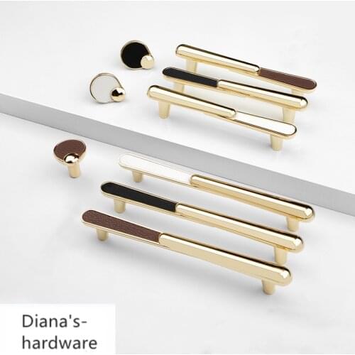 Modern Simple Zinc Alloy + Leather Handle Kitchen Cabinet Door Handles Wardrobe Drawer Knobs and Pulls Home Decoration Furniture