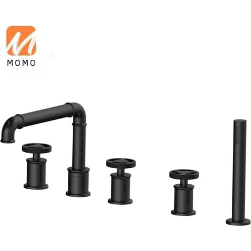 Contemporary style 5 hole deck mount bath tub faucets with handshower for bathtub