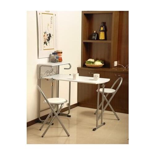 Japanese Style free-installation doulbe Eat desk and chair, density board folding table folded seat 1 table+ 2 chairs