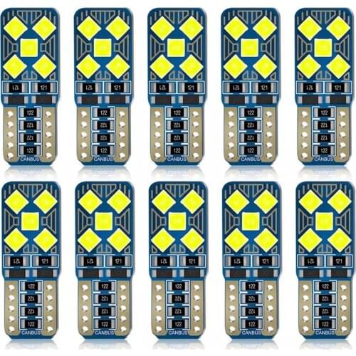 10PCS T10 W5W 168 WY5W Super Bright LED Car Interior Reading Dome Lamp Auto Wedge Turn Side Parking Bulb License Plate Lights