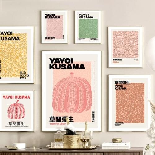 Yayoi Kusama Polka Dot Pumpkin Abstract Wall Art Canvas Painting Nordic Posters And Prints Wall Pictures For Living Room Decor