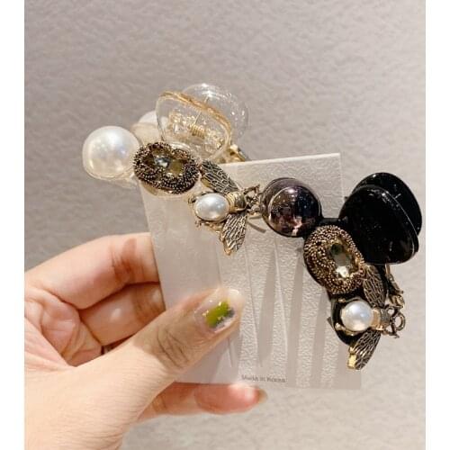 Hair Claw Clip Clamp For Women Girl Camellia Flower Floral Banana Pearl Korean Handmade Fashion Head Accessories Mujer Wholesale