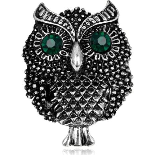 Vintage Alloy Rhinestone Owl Bird Brooches Pins for Women Cute Brooch Corsage Jewelry Accessories Wholesale