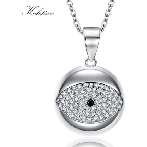 Kaletine Women Accessories 925 Sterling Silver Jewelry Micro Pave CZ Good Luck Evil Eye Pendant Necklace Wholesale Lots Bulk