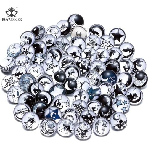 22 styles 10pcs/lot Mixed Flower Pattern&Styles Charms 12mm 18mm 20mm Glass Snap Button For DIY Bracelet Snaps Jewelry