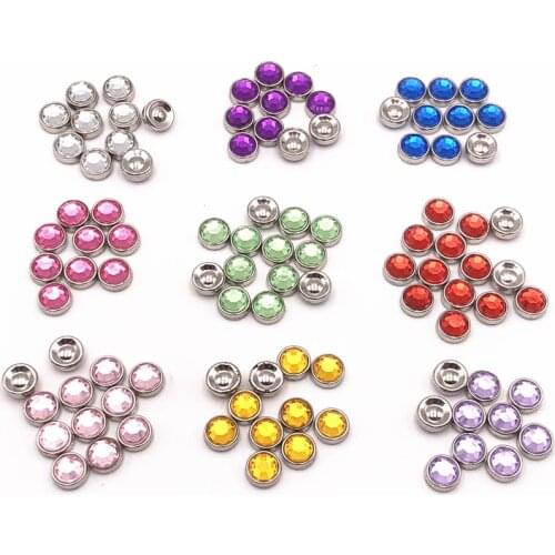 20pcs 10mm various color acrylic crystal round flat bottom penetration drill for wedding party DIY decorative color table drill