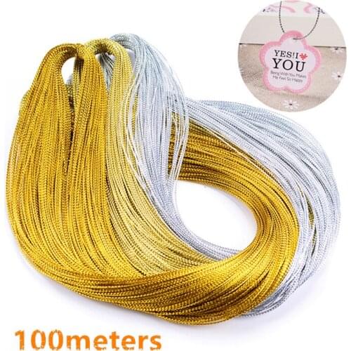 100meters High Quality Gold Silver Rope Twine Ribbon Wedding Gift Packing Decoration Rope Handmade Craft String Party Supply