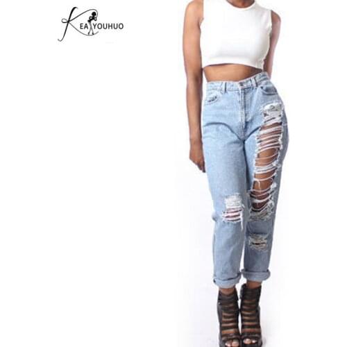 2020 Winter Vintage Bleaching Boyfriends Ripped Jeans For Women High Waist Pencil Mom Jeans Plus Size Denim Skinny Jeans Womens