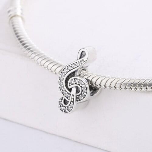 925 Sterling Silver CZ Charms Zirconia Music Note Charms Beads For Bracelet Fit Women Bracelets DIY Jewelry Making For Pandora