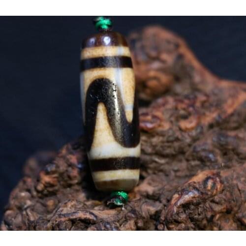 AL Treasure Magic Power Tibetan old Agate TIGER-TOOTH dZi Bead Amulet Pendant Talisman Timestown UPD21Asw