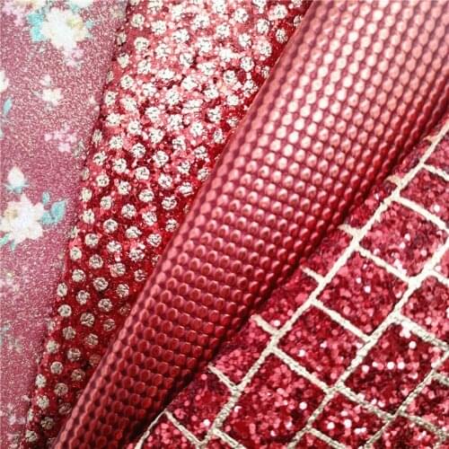 Gold Polka Dots Crocodile Pattern Chunky Glitter Leather Fabric Flowers Printed Synthetic Leather BOWS DIY 21X29CM G512