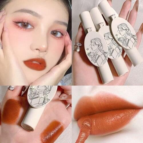 Velvet Matte Lip Gloss 5colors Waterproof Non-Stick Cup Dark Color Series Easy Smudge Lasting Moisturizing Lipstick Women Makeup