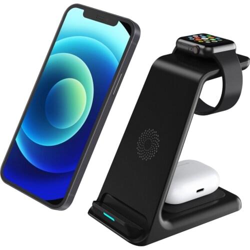 15W Qi Wireless Charger Stand For iPhone 12Pro Max 12 11 XS Max Apple Watch 5 6 AirPods Pro Fast Wireless Charging Dock Station