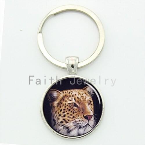 Mighty Cheetah photo key chain wild animal Leopard charm keychain protect wild life jewelry cool boys wildlife gift KC555
