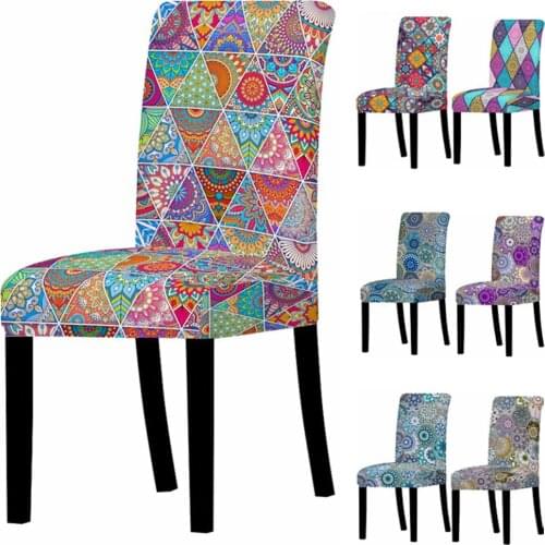 3D Mandala Floral Print Chair Cover for Dining Room Chairs Covers High Back Living Room for Chairs Party Wedding Decoration