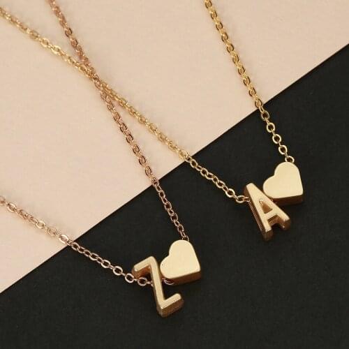 Cxwind Gold Tone 26 Initial Alphabet Heart Pendants Necklaces A-Z Letter Pendant Choker Statement Jewelry Birthday Gift Her