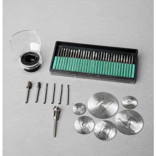 Dophee 44Pcs Dremel Accessories Rotary Tool Attachment Diamond Drill Burr Bits +Routing Bits+Protective Cover+Saw Blade+Mandrel
