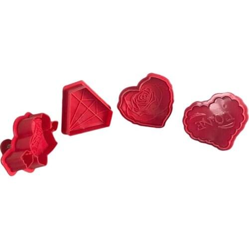 Valentines Day Cookie Mould Plastic Sugar Fondant Cake Mold Bear Biscuit Cookie Cutters Cookie Tools Wedding Cake Decoration