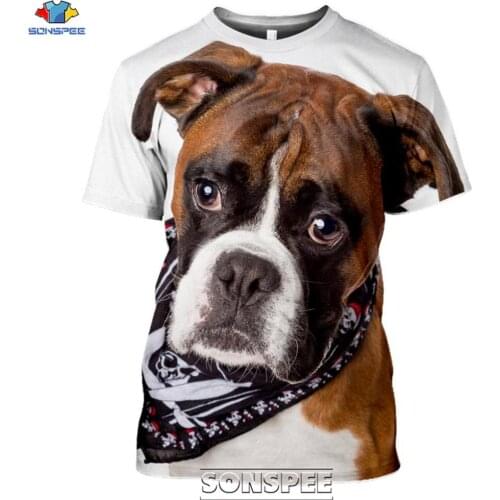 SONSPEE Animal Boxer Dog 3D Print Mens T Shirt Plus Size Fashion Casual O Neck Short Sleeve Men Women Funny Tees Tops Clothing