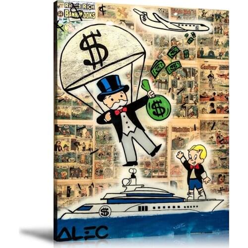 HD Print Alec Monopoly Oil Painting Home Decor Wall Art on Canvas Money Parachute Canvas Printings Room Decor