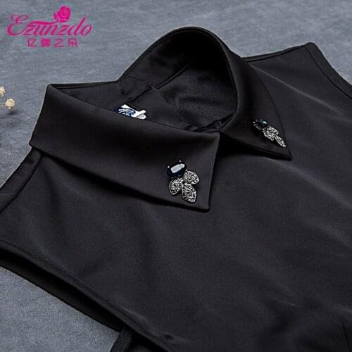 Quality Styles black and white Imitation satin Diamante Embellished Collar Bib False Collar Fake Detachable Half Shirt Neck