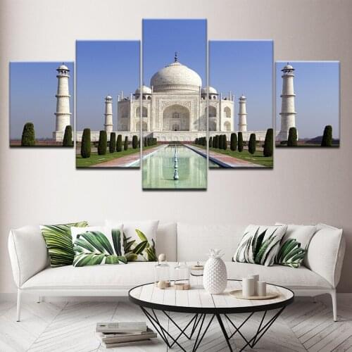 Canvas Painting Taj Mahal blue 5 Pieces Wall Art Painting Modular Wallpapers Poster Print for living room Home Decor